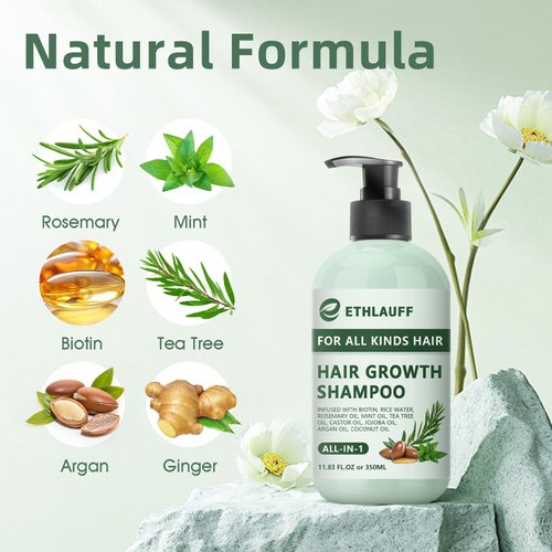 Rosemary Biotin Shampoo for Thinning Hair - Vegan Volumizing Shampoo for Fine Hair with Biotin and JOJOBA Oil, Hair Growth Shampoo For Hair Loss- Free from Sulfate, Silicone, and Paraben 11.8 oz