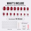 BTArtbox Press On Nails Short - Christmas Press on Nails Red Short Oval Nails Fall Fake Nail with Nail Glue, Fit Perfectly, Reusable Glue On Nails in 16 Sizes, Cardinal