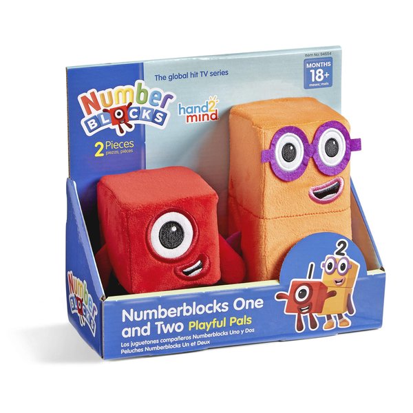 hand2mind Numberblocks One and Two Playful Pals, Plush Toys, Cute Plushies, Stuffed Toys, Numbers for Toddlers, Math Toys, Preschool Learning Toys, Kids Birthday Gifts, Stocking Stuffers for Kids 3-5