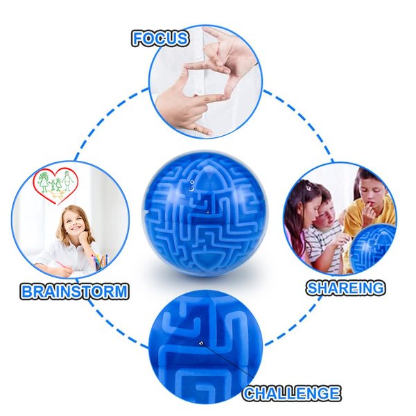 1 Pack 3D Puzzle Maze Ball Magic Brain Teasers Games Memory Sequential Gravity Puzzle Cube Balls Educational Toys for Kids Teen & Adults Birthday Christmas Stocking Stuffers Gifts, Hard Challenges