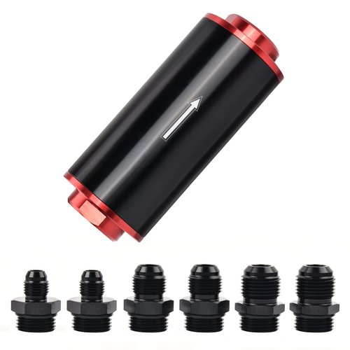 EVIL ENERGY Inline Fuel Filter 100 Micron with 6AN 8AN 10AN Adapter Universal 50MM