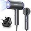 Wavytalk Hair Dryer with Diffuser 1875W Ionic Blow Dryer for Fast Drying with Concentrator Lightweight, Purple.