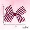 Hair Bow with Striped Grosgrain Ribbon, 6 inch Hairbow (Wine)