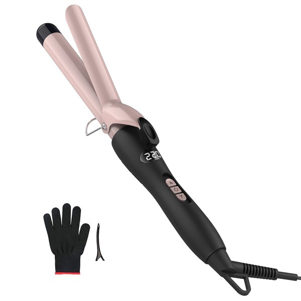 PRETFY 1 Inch Curling Iron with Ceramic Coating Barrel for Long/Medium Hair, 140-428℉ Adjustable Temperature, 30s Instant Heat, 110-240V Dual Voltage, Hair Waving Style Tool for Girls & Women