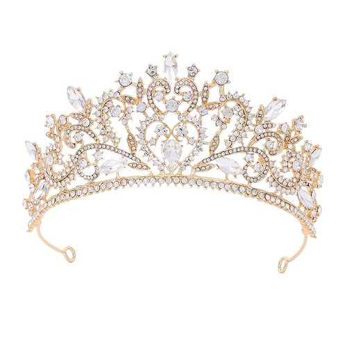 Woeoe Crystal Women Wedding Tiara Gold Rhinestone Bridal Crown Princess Tiara Headband Costume Birthday Party Hair Accessories