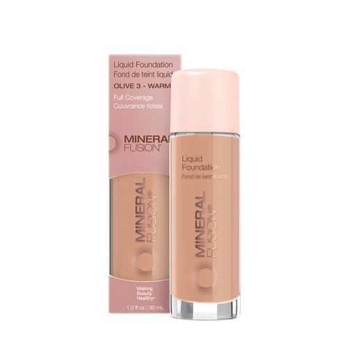 Mineral Fusion Full Coverage Foundation, Liquid Foundation - Olive 3- Medium Complexion w/Olive/G...