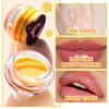 2PCS Bee Lip Balm Honey Pot,Moisturizing Lip Balm Reduces Lip Lines,Propolis Honey Pot Lip Balm Hydrating Prevention Dry and Cracked Lip Scrubs Exfoliator,Exfoliating Lip Sleeping Mask with Brush