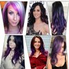 18 Inch High light Clip in Human Hair Extensions 100% Straight Clip on Party Highlights Colored Hair Extensions 6 Pieces/set (Purple)