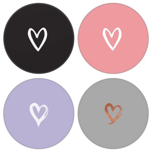 MOKKI Universal Phone Crip,Cell Phone Finger Holder Stand for Smartphone and Tablet -（4 Pack） White Rose Gold Heart Purple Black Pink