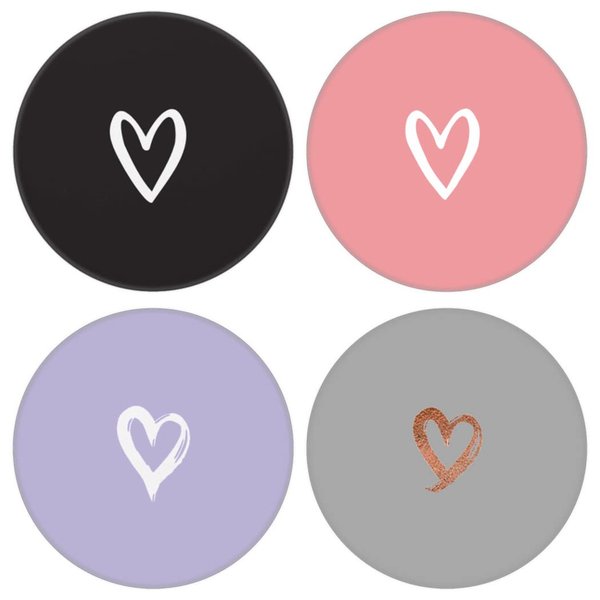MOKKI Universal Phone Crip,Cell Phone Finger Holder Stand for Smartphone and Tablet -（4 Pack） White Rose Gold Heart Purple Black Pink