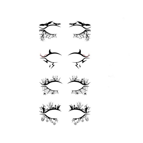 AUOCATTAIL Halloween Makeup Stickers, 4 Pairs Spider Web Eyeliner, Temporary Tattoos, Face Decals for Women, Men, Black