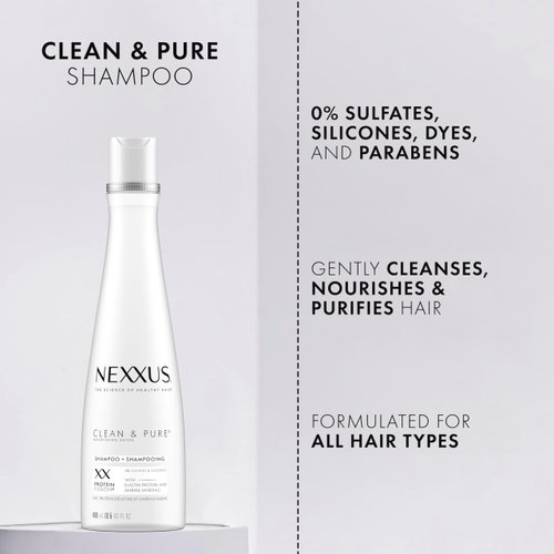 Nexxus Clean and Pure Clarifying Shampoo With ProteinFusion, For Nourished Hair Paraben-Free 13.5 oz