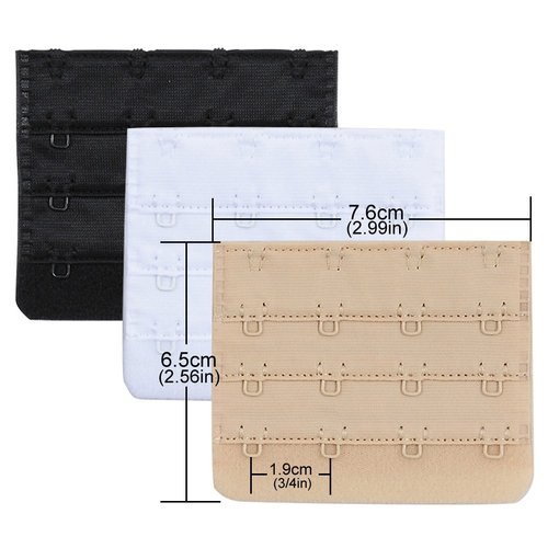 Closecret Women's Nylon Bra Extender Multi-size Brassiere Strap Extension (4 Hooks 3/4 Inch Spacing)