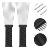 FOMIYES Braided Wigs Metal Hair Pick Barber Comb: 2pcs Steel Wide Tooth Afro Pick Flat Comb Wig Braid Detangle Comb Hair Styling Tool for Man Women Curly Hair Hair Styling Accessories