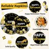 gisgfim 96 Pcs Retirement Party Plates and Napkins Party Supplies Black and Gold Happy Retirement Party Paper Tableware Set Disposable Decorations Favors for Men Women for 24 Guests