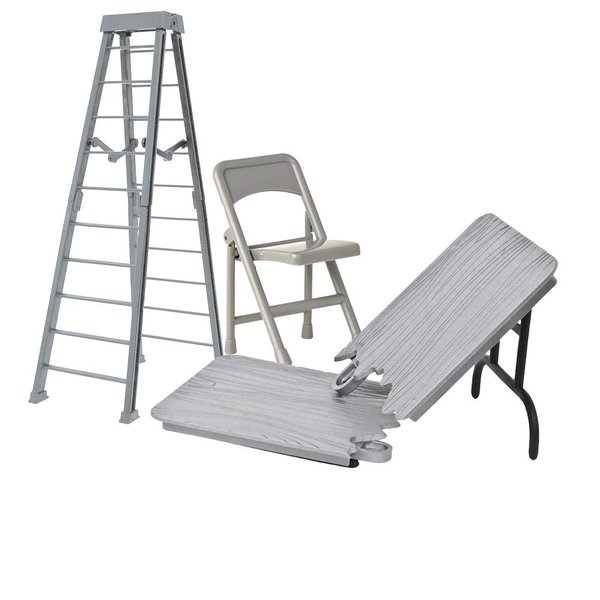 10 Inch Gray Breakable Ladder, Table and Folding Chair for Wrestling Figures