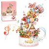 MEIEST Falls Building Blocks Rotating Music Box Set,Candy Flower Bonsai Botanical Collection with Light,Home Decor (Christmas)
