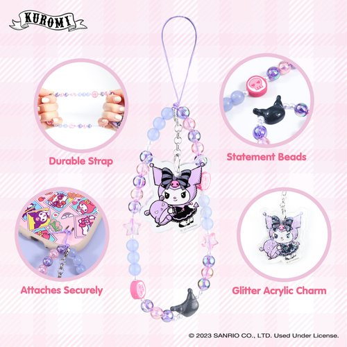 iFace Hello Kitty and Friends Beaded Wristlet Universal Phone Charm Strap - Cute Wrist Chain Lanyard Aesthetic Decor Strap for Cell Phone Camera Keys AirPods Keychains – Kuromi and Baku