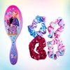 Nickelodeon Jojo Siwa Hair Accessory 5 Pcs Gift Set Regular 9 Inch Hair Brush 4 Scrunchies For Kids Hair Accessories Detangling Brush for Thick Curly Thin Wet or Dry Hair Elastic Hair Ties Scrunchies