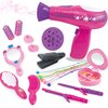 MEGAFUN Little Girls Beauty Hair Salon Toy Kit with Toy Hairdryer, Mirror & Other Accessories, Fashion Pretend Makeup Set for Kids