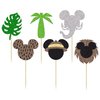 Gyufise 24Pcs Mouse Safari Cupcake Toppers Glitter Jungle Leaves Cupcake Picks Cute Animal Safari Cake Decorations Baby Shower Kids Birthday Micky Theme Party Supplies