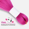 WUDAS Pink Braiding Hair 18 Inch Long Pre Stretched Hair Straight Yaki Texture Synthetic Hair Extensions Softness, 2 Packs