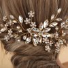 Sither Bridal Gold Crystal Hair Clip for Wedding Party Bride Hair Clip for Women Hair Accessories Headpiece for Prom Gift