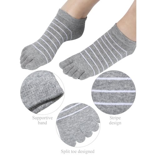 5 Pairs Stripe Toe Socks Finger Socks Low Cut Colorful Socks for Women Girl Supplies (Novel Style, Bright Colors)