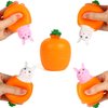 FINGOOO Easter Squeeze Fidget Toys for Kids Adult,4 Pack Carrot Shape White Pink Bunny Pop Up Stress Sensory Toy Easter Basket Stuffers Party Favors