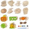 sanendin 52 Pcs Halloween Craft Wooden Kit -Halloween Wood Blank Cutouts Hanging Ornaments,Halloween Decorations Indoor Halloween Party Supplies,Craft Party Favor Family School Activities