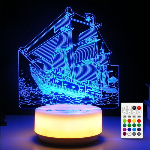 Pirate Ship Gifts Night Light for Kids,Pirate Toys Ship Night Light 14 Colors LED Decoration Lamp with Remote Control & Entity Key & Timer, Pirate Gifts Birthday Gifts for Boys/Girls (Pirate Ship)