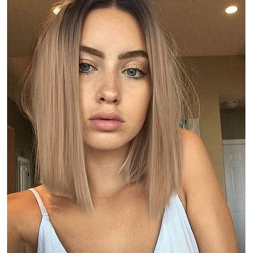 vedar Sandy Blonde Wigs, Ombre Brown Blonde Lace Wig, Short Bob Wig for Women, Synthetic Hair Glueless Dirty Blonde Lace Front Wig 12 inch VEDAR-078