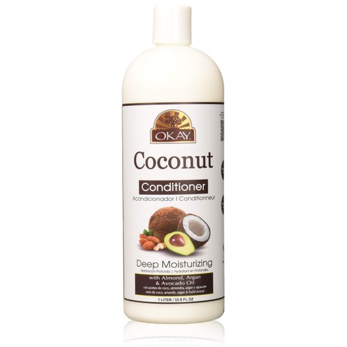 OKAY Coconut Deep Moisturizing Conditioner Helps Replenish Moisture And Elasticity For Healthy Strong Hair Sulfate,Silicone,Paraben Free For All Hair Types and Textures Made in USA 33oz