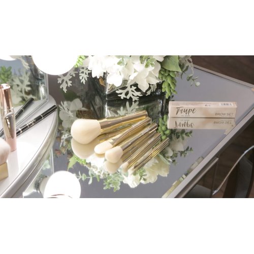 Taupe The Brand, 1.0 Chocolate Brow Palette, Clear Brow Gel, 7-Piece Gold Professional Makeup Brush Set Combo Pack