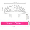 CAVETEE 18th Birthday Crown for Girls, 18th Birthday Tiara and Sash Set for Women It's 18th My Birthday Sash Rhinestone Crown, 18th Birthday Party Decorations, 18 Birthday Decorations for Girls