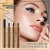 3Pcs Eyebrow Tattoo Pen,Waterproof 4 Point Eyebrow Makeup Pencil,Microblading Eye Brow Pencils for Women,Lasting Smudge-proof Highly Pigmented Brow Pen with 24Pcs Eyebrow Stencils(Light)