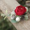 Fangsen Silver Wedding Red Rose Flower Hair Comb Boho Hair Accessory for Bridals