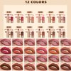 DENESTUP 12 pcs Lipstick Pencil Matte Lip Liner Set, Plump Nude Lip Shape No Smudge Longwear Non-sticky High Pigmented Natural Lip Gloss Primer Makeup (A)