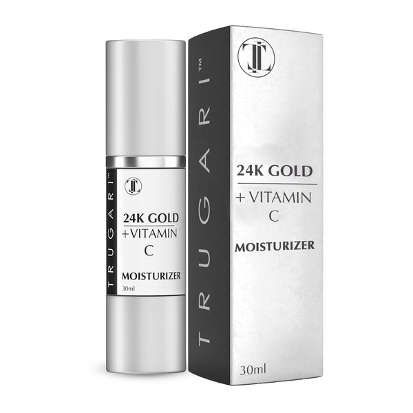 TRUGARI - 24K Gold + Vitamin C Face Moisturizer, Multi-Vitamin Skin Care Treatment with Orange Extract, Advanced Vitamin C Serum For Lifting and Firming, Face Serum for Skin Repair, 30 ml