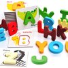 Vankcp 26Pcs Wooden Letters Card Numbers Alphabets ABC Flash Cards Set Montessori Animal Color Cognition Matching Puzzle Game