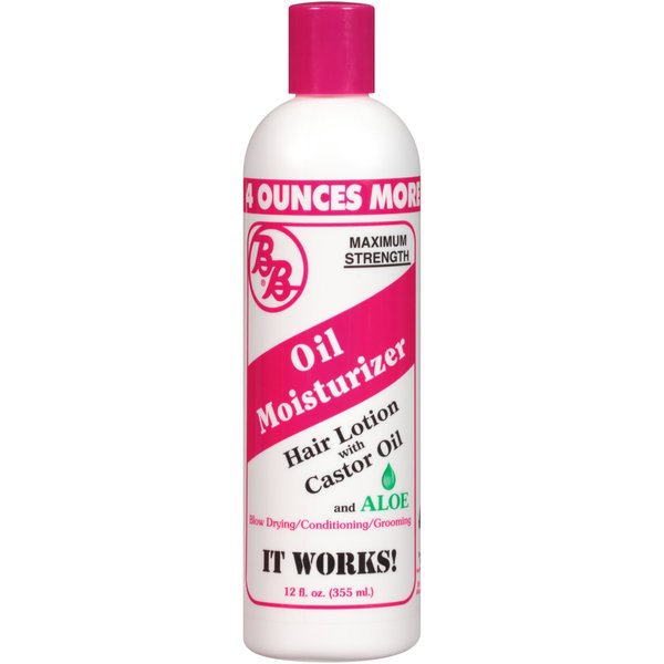 Bronner Bros BB Oil Moisturizer Hair Lotion – Hair Oil for Damaged Hair, Scalp Stimulator with Castor Oil, Aloe Vera, Vitamin B5 & Coconut Oil – Alcohol-Free Formula, Natural & Relaxed Hair – 12oz