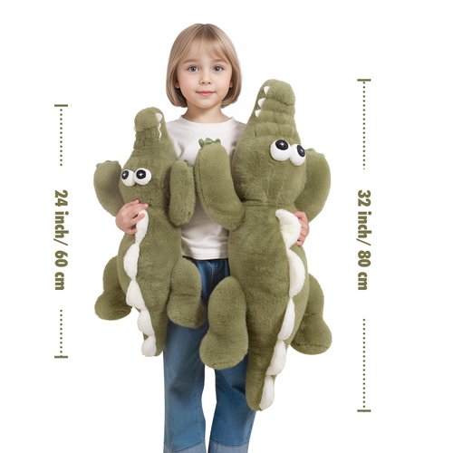 Dalmao 32 inch Green Alligator Stuffed Animal, Giant Crocodile Body Pillow Plush Toys, Home Decor Birthday Gifts for Boys Girls Adults Kids, Halloween, Christmas, Thanksgiving, Birthdays