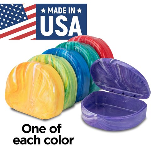 Practicon Marble Retainer Cases, Clear Aligner Case, Dental Orthodontic Retainer Boxes, Mouth Guard Holder, 6 Pack