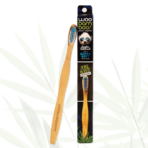Woobamboo Bamboo Toothbrush 4 Pack - Adult - Super Soft BPA Free Nylon Bristles - Eco-Friendly, Biodegradable, Compostable, Vegan