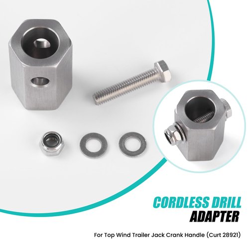Top Wind Trailer Jack Crank Handle Cordless Drill Adapter Curt 28921 with Socket Adapter