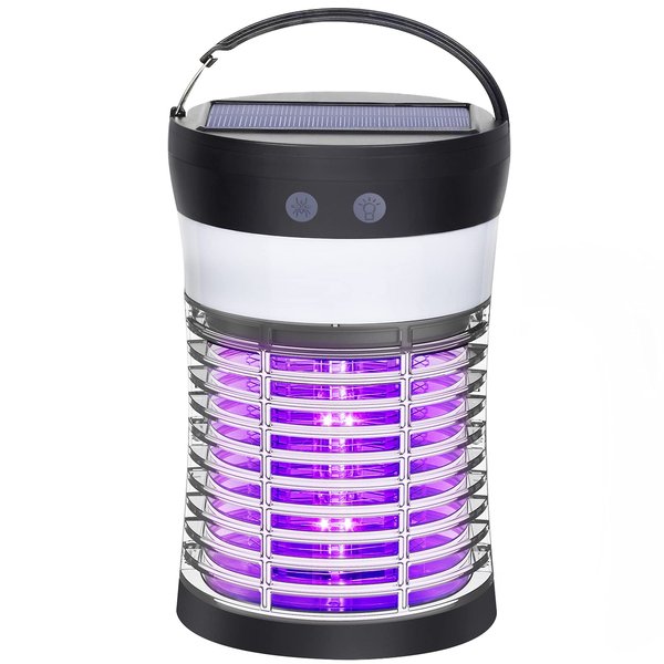 Bug Zapper, Electric Solar Mosquito Killer for Indoor & Outdoor, 3000V High Powered Pest Control Waterproof UV Mosquito Zapper,Rechargeable Insect Fly Trap for Home,Kitchen,Patio, Backyard,Camping