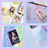 Lora Rossie 6 Kpop Photocard Holder Keychain Toploaders,50 Holographic Card Sleeves for Trading Cards Kpop Photocard,22 Ribbon Heart Bubble Deco Korean Stickers for Photocards Binder