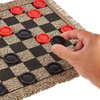 3-in-1 Mini Checkers Rug + Classic & Mega Tic Tac Toe - Portable Compact 12" x 12" Reversible Checkerboard Rug - Travel, Parties, Games on The Go, Family Board Game Night