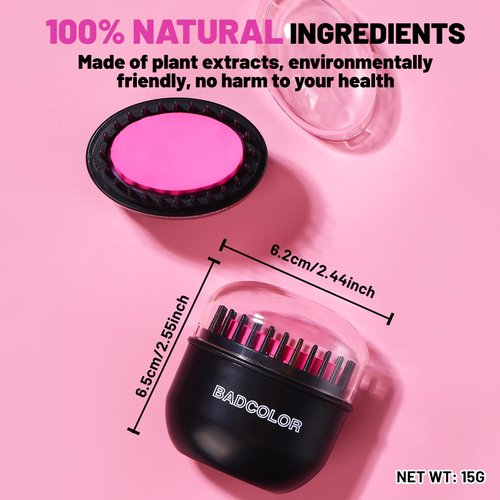 BADCOLOR Pink Hair Temporary Hair Dye Comb For Girls Kids Adults, Washable Hair Chalk Makeup For Halloween Christmas Birthday Cosplay Festival (Neon Pink)