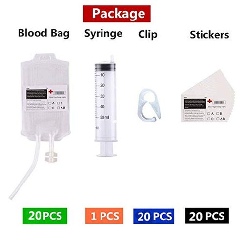 Aweilan Polyvinyl Chloride (PVC) Blood Bag for Drink IV Bags, Halloween Party Cups Drink Container, Drink Pouches Gag Gift,Doctor Nursing/RN Graduation Zombie Vampire Party Supplies(Pack of 20)